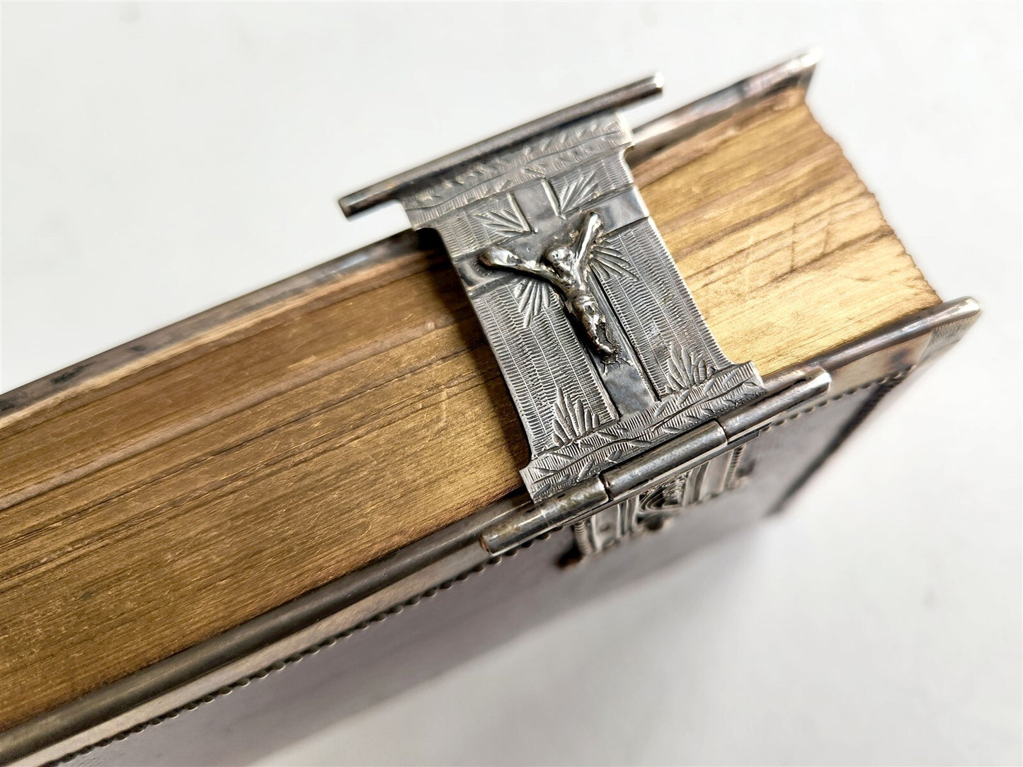 1843 DUTCH CHURCH BOOK antique w/ SILVER EDGES & CLASPS