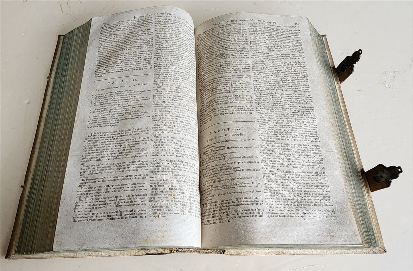 1748 CANON LAW by ESPENIUS antique BLIND-STAMPED PIGSKIN FOLIO