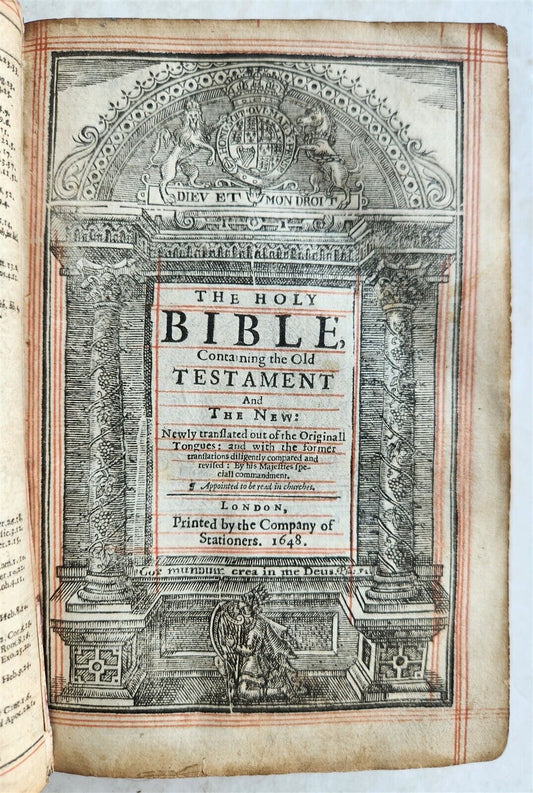1648 BIBLE in ENGLISH antique Old & New Testament LONDON ILLUSTRATED 114 PLATES