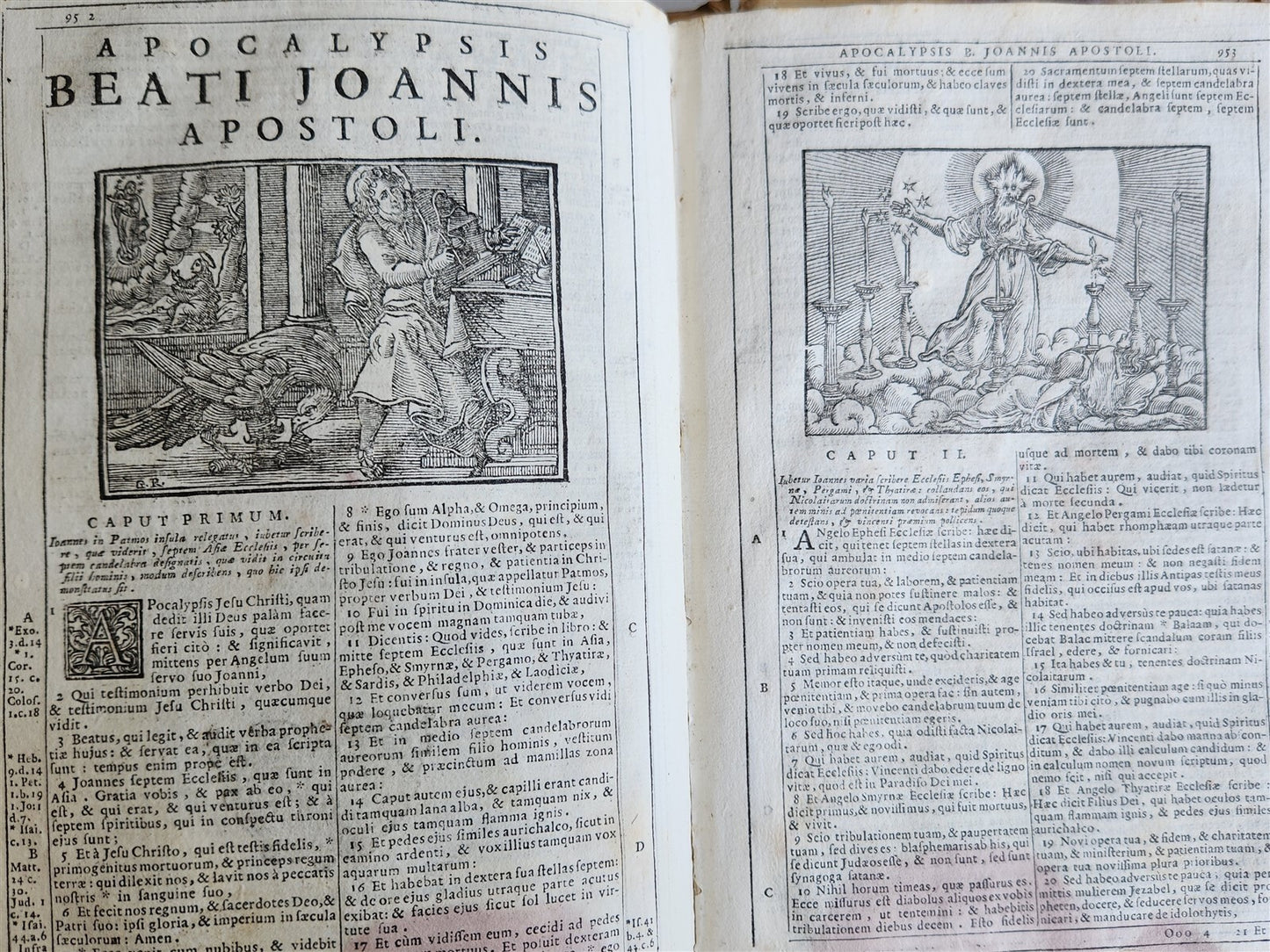 1721 BIBLE in LATIN FULLY ILLUSTRATED antique vellum bound