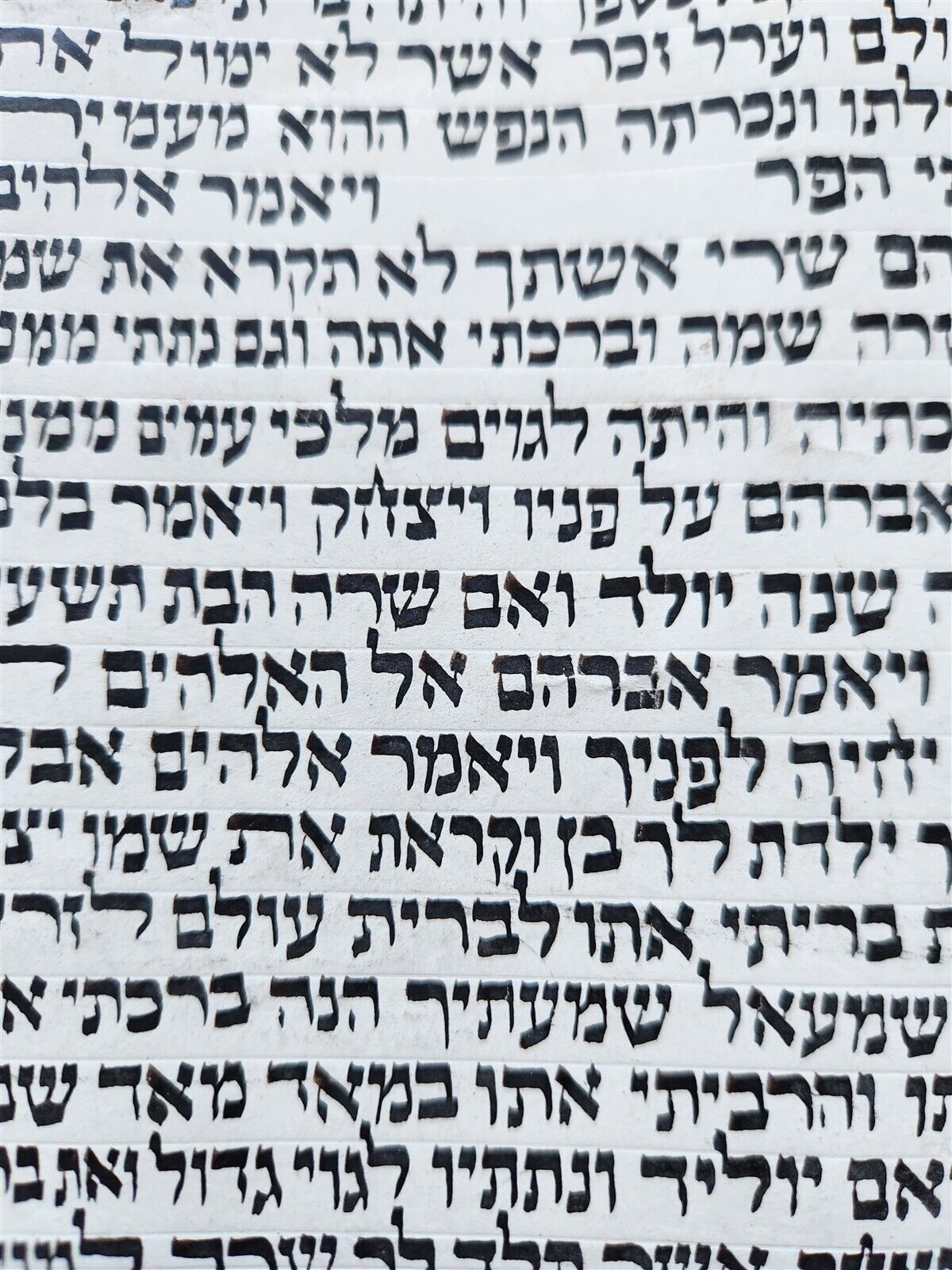 TORAH SCROLL FRAGMENT MANUSCRIPT on VELLUM antique BIBLE GENESIS 15:16-19:14