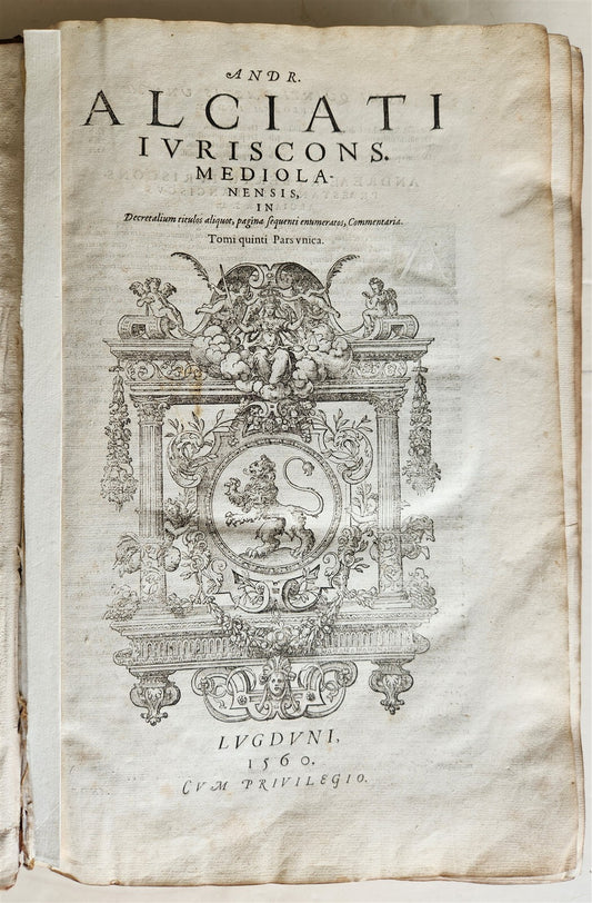 1560 ANDREA ALCIATO ILLUSTRATED FOLIO antique Alciati iuriscons. mediolanensis