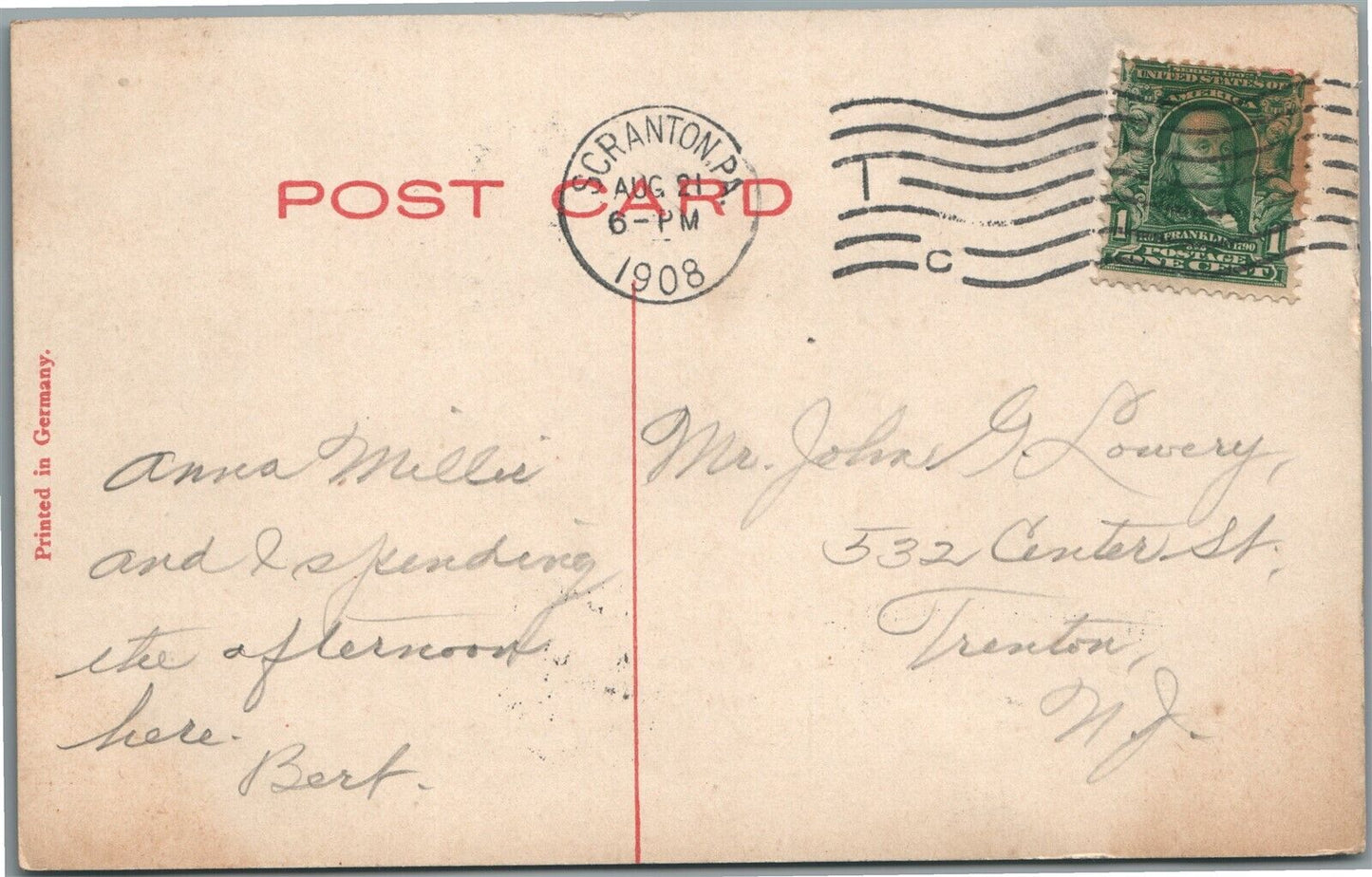 SCRANTON PA BIRDS EYE VIEW FROM YMCA BUILDING ANTIQUE POSTCARD