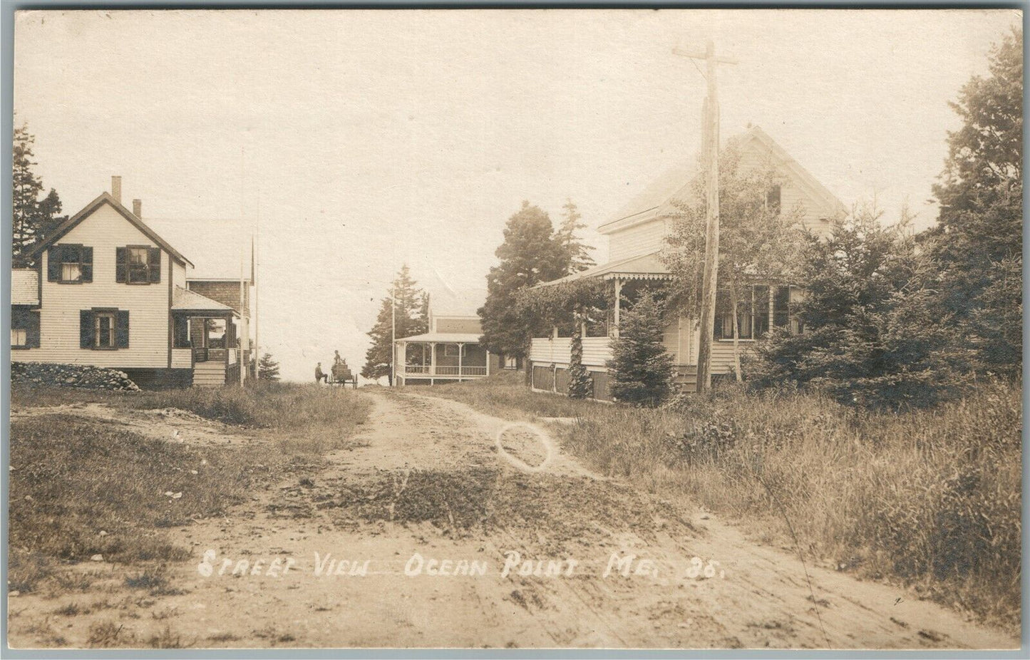 OCEAN POINT ME STREET VIEW ANTIQUE REAL PHOTO POSTCARD RPPC
