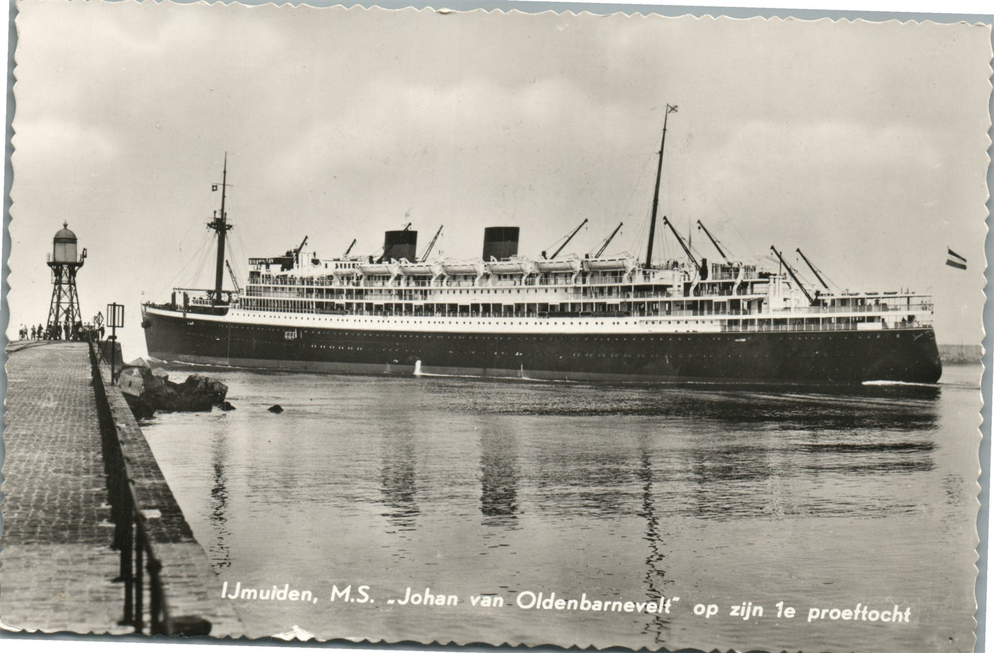 STEAMSHIP JOHAN VAN OLDENBARNEVELT VINTAGE REAL PHOTO POSTCARD RPPC