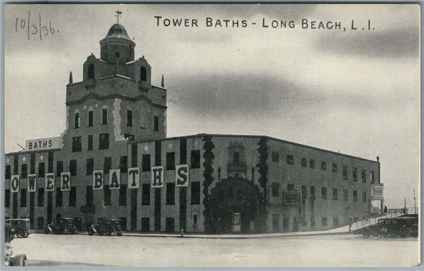 LONG BEACH NY TOWER BATHS ANTIQUE POSTCARD