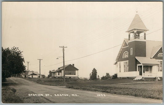 EASTON ME STATION STREET ANTIQUE REAL PHOTO POSTCARD RPPC