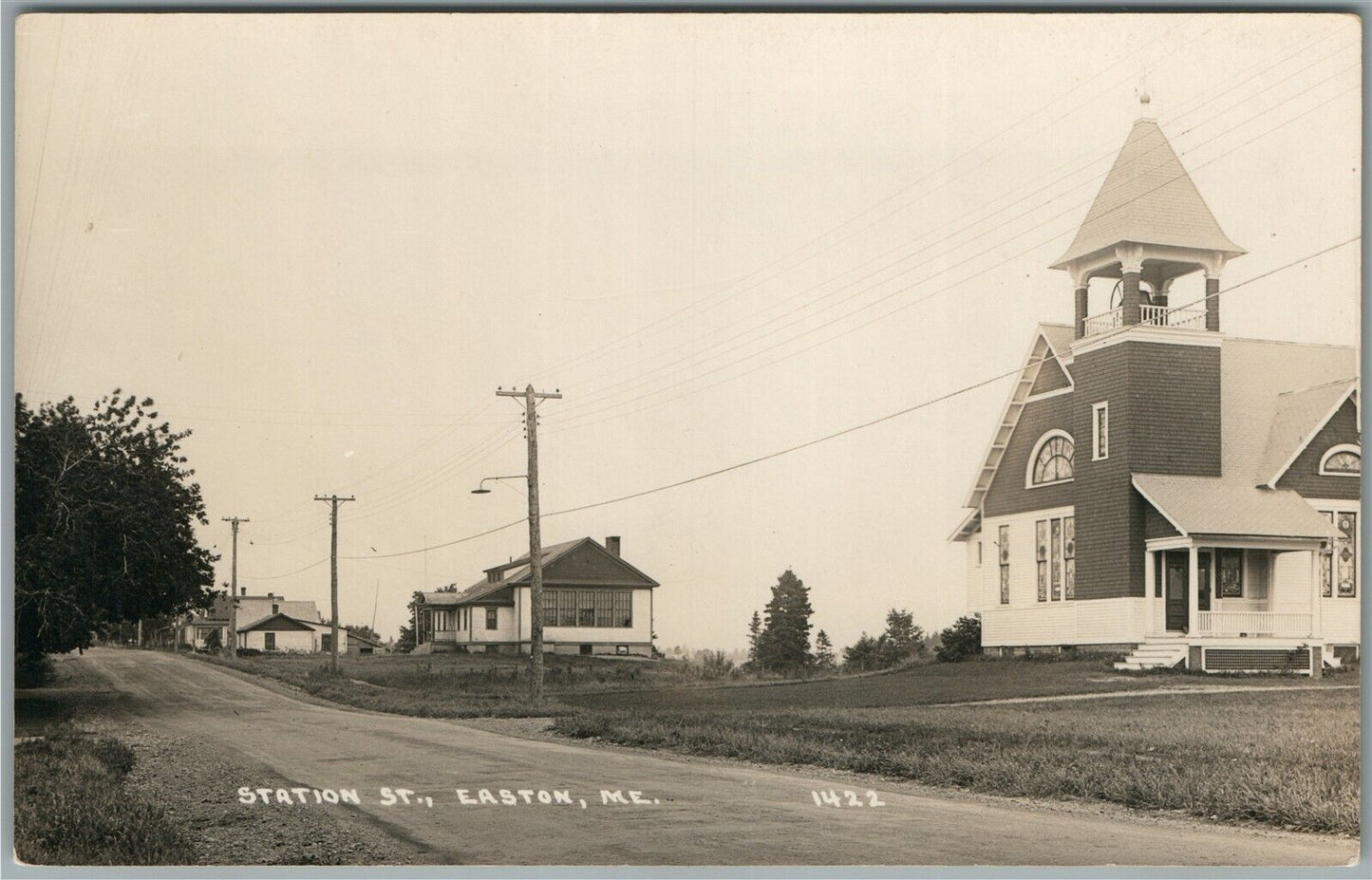 EASTON ME STATION STREET ANTIQUE REAL PHOTO POSTCARD RPPC
