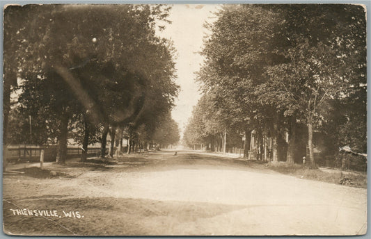 THIENSVILLE WI STREET SCENE ANTIQUE REAL PHOTO POSTCARD RPPC