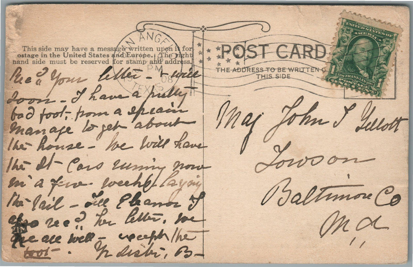 SAN ANGELO TX RAILROAD DEPOT RAILWAY STATION ANTIQUE POSTCARD