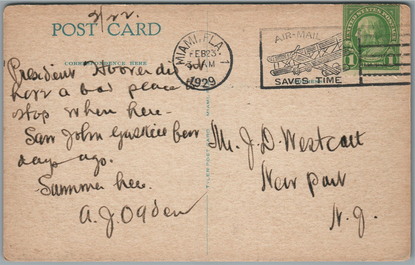 MIAMI FL C.PENNEY ESTATE ANTIQUE POSTCARD