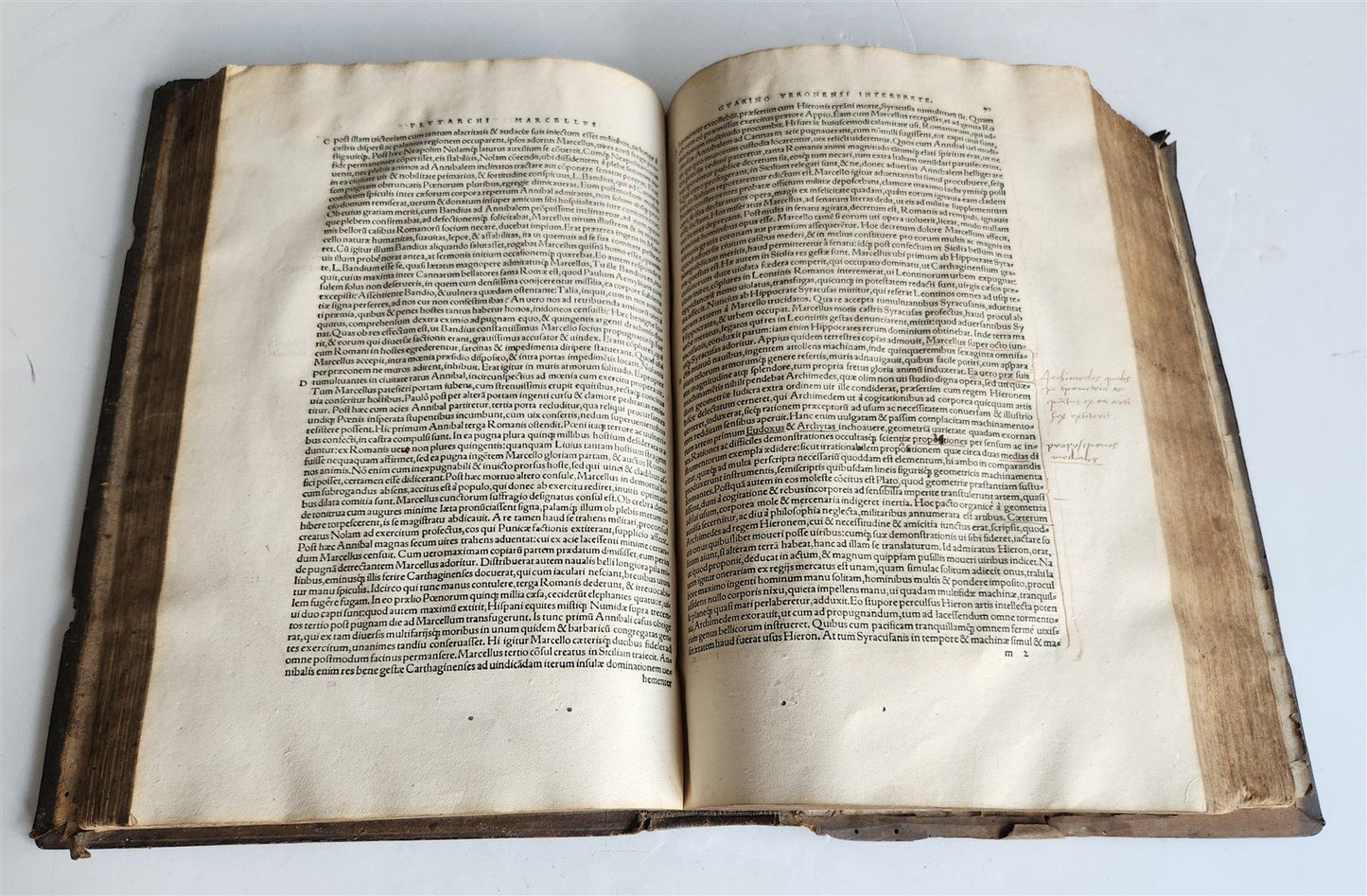 1535 LIVES OF ILLUSTRIOUS GREEKS & ROMANS by PLUTARCH antique PIGSKIN FOLIO