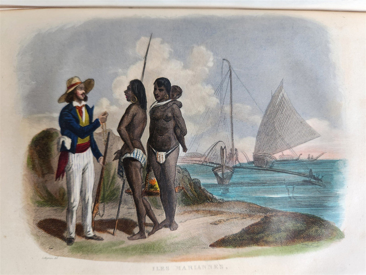 1843 TRAVELS to AMERICA CHINA INDIA 8 vols ILLUSTRATED antique in FRENCH