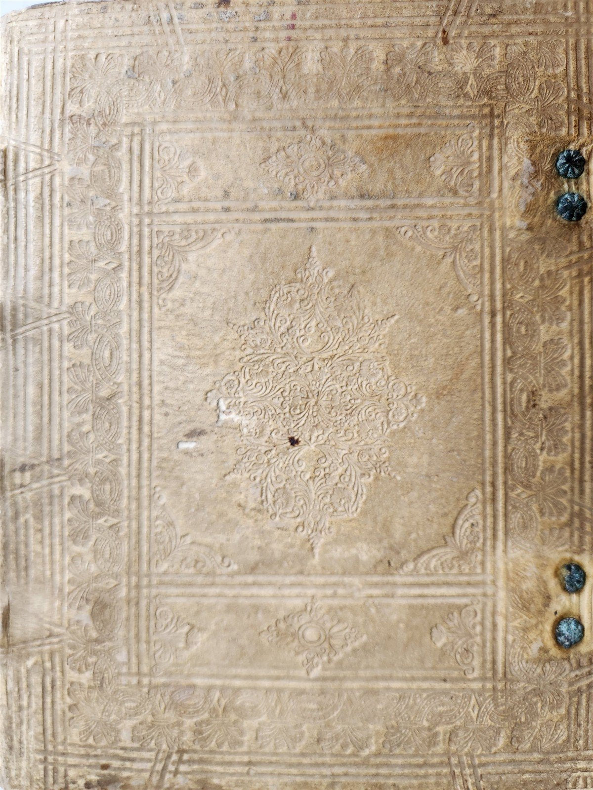 1710 THEOLOGY antique BLIND TOOLED PIGSKIN BINDING decorative
