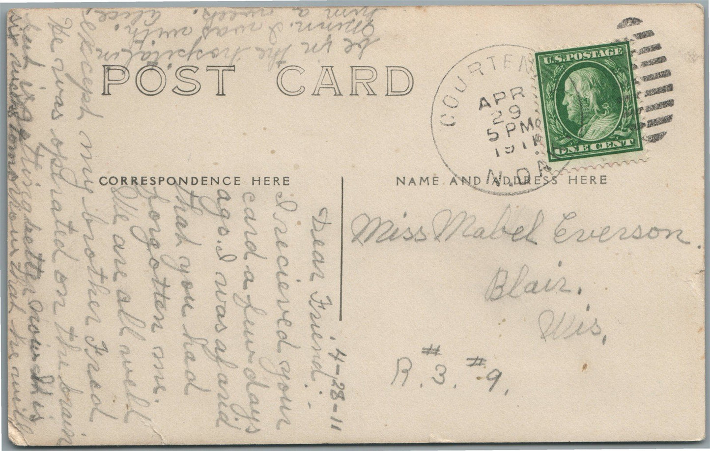 COURTENAY ND F.A.SCHMIDT 1909 BARN ANTIQUE REAL PHOTO POSTCARD RPPC