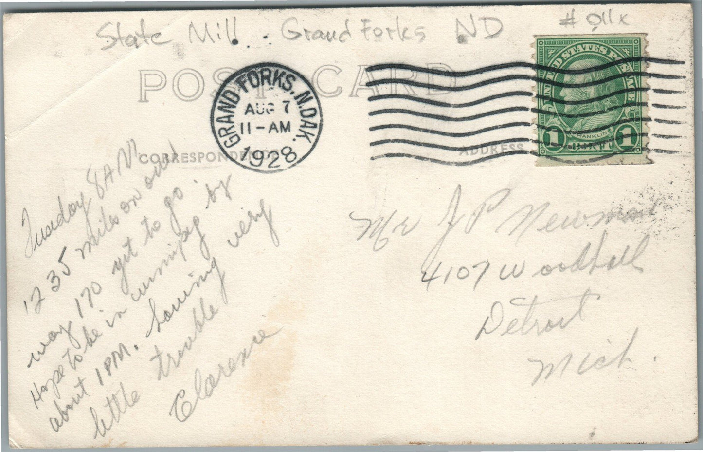 GRAND FORKS ND STATE MILL ANTIQUE REAL PHOTO POSTCARD RPPC