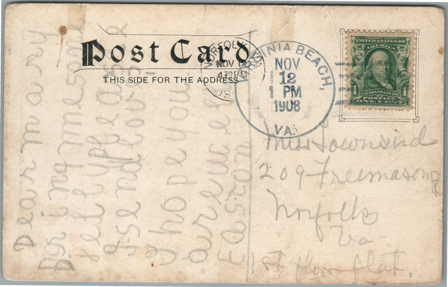 NORFOLK VA JAMESTOWN EXPOSITION 1907 ANTIQUE POSTCARD