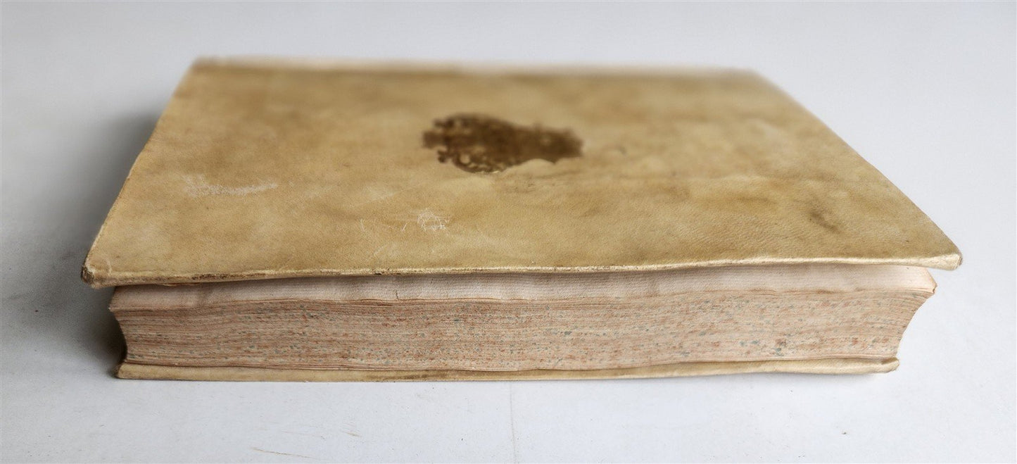 1658 LIFE of BASIL the GREAT antique VELLUM BINDING w/ COAT of ARMS provenance
