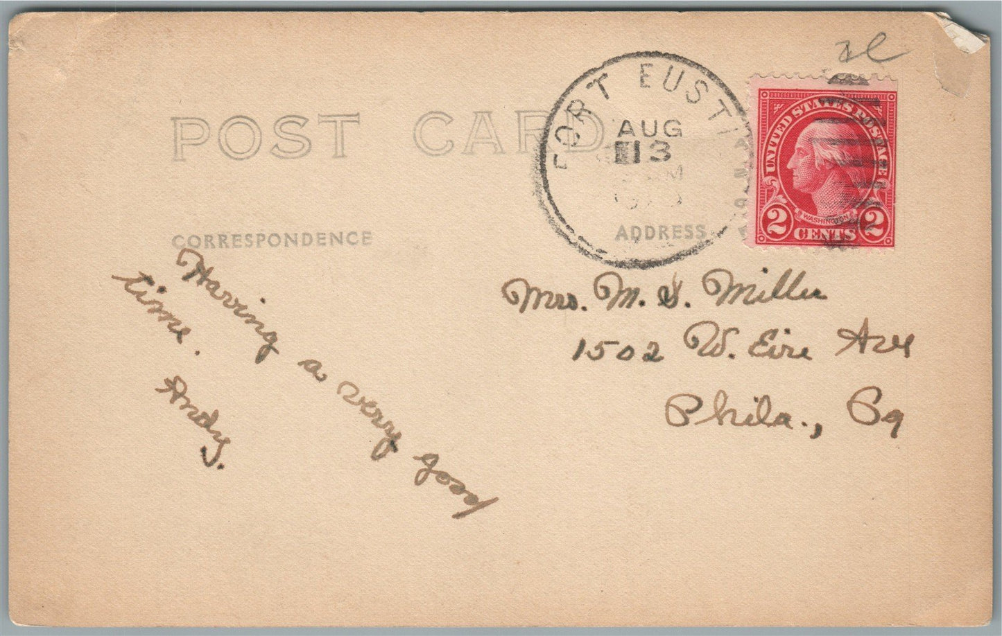 FT. EUSTIS VA POST CHAPEL ANTIQUE REAL PHOTO POSTCARD RPPC