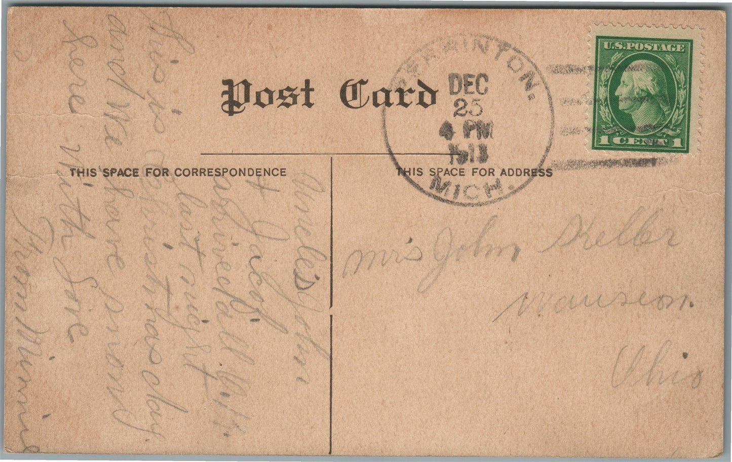CARSON CITY MI RAILROAD STATION RAILWAY DEPOT ANTIQUE POSTCARD