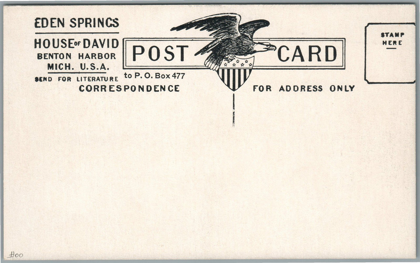 BENTON HARBOR MI HOUSE OF DAVID PARK MINIATURE RAILROAD ANTIQUE POSTCARD