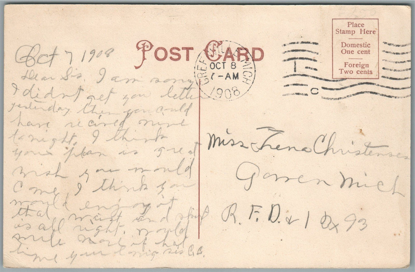 STANTON MI MAIN STREET ANTIQUE POSTCARD