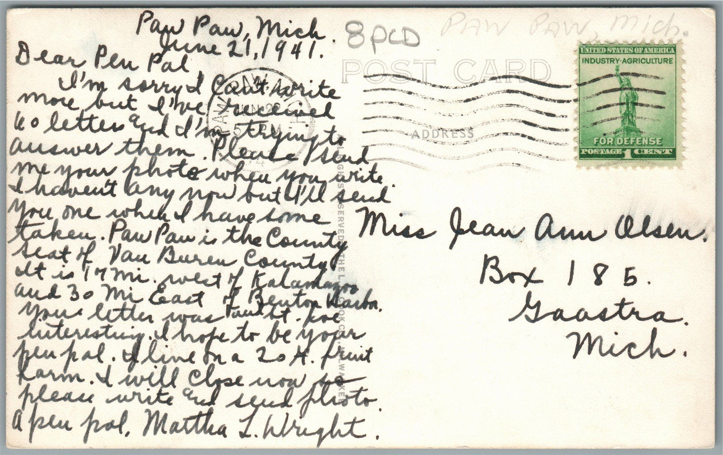 PAW PAN MI COURT HOUSE VINTAGE REAL PHOTO POSTCARD RPPC