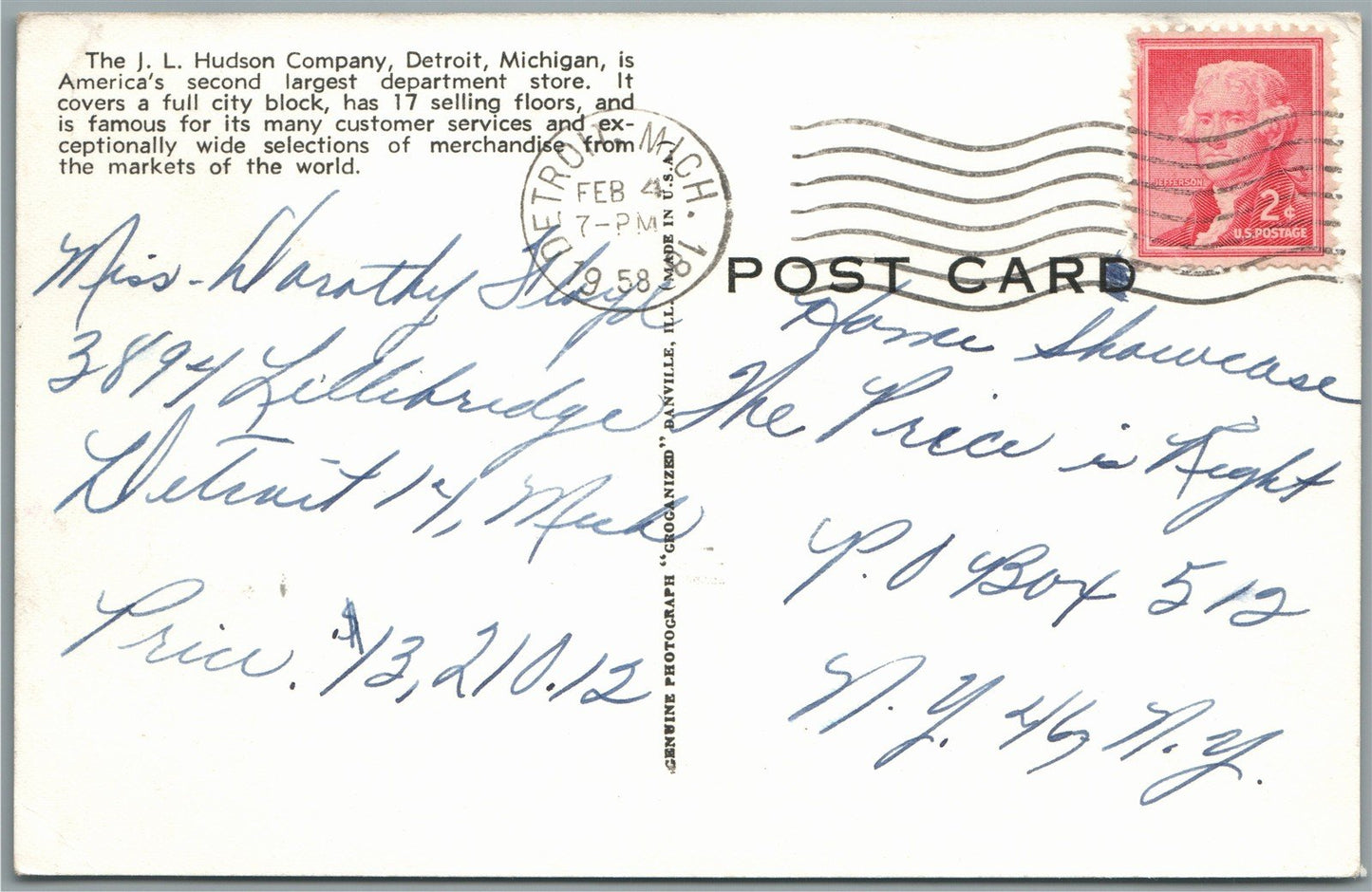 DETROIT MI HUIDSON COMPANY DEPT STORE PATRIOTIC VINTAGE REAL PHOTO POSTCARD RPPC