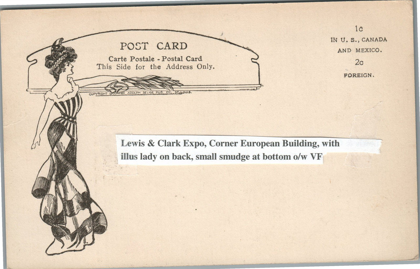 PORTLAND OR LEWIS & CLARK EXPO CORNER EUROPEAN BUILDING ANTIQUE POSTCARD