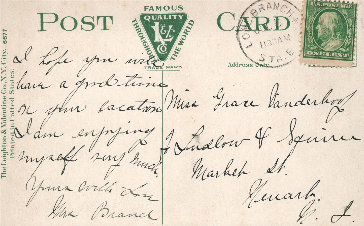 LONG BRANCH NJ ON THE BEACH ANTIQUE POSTCARD