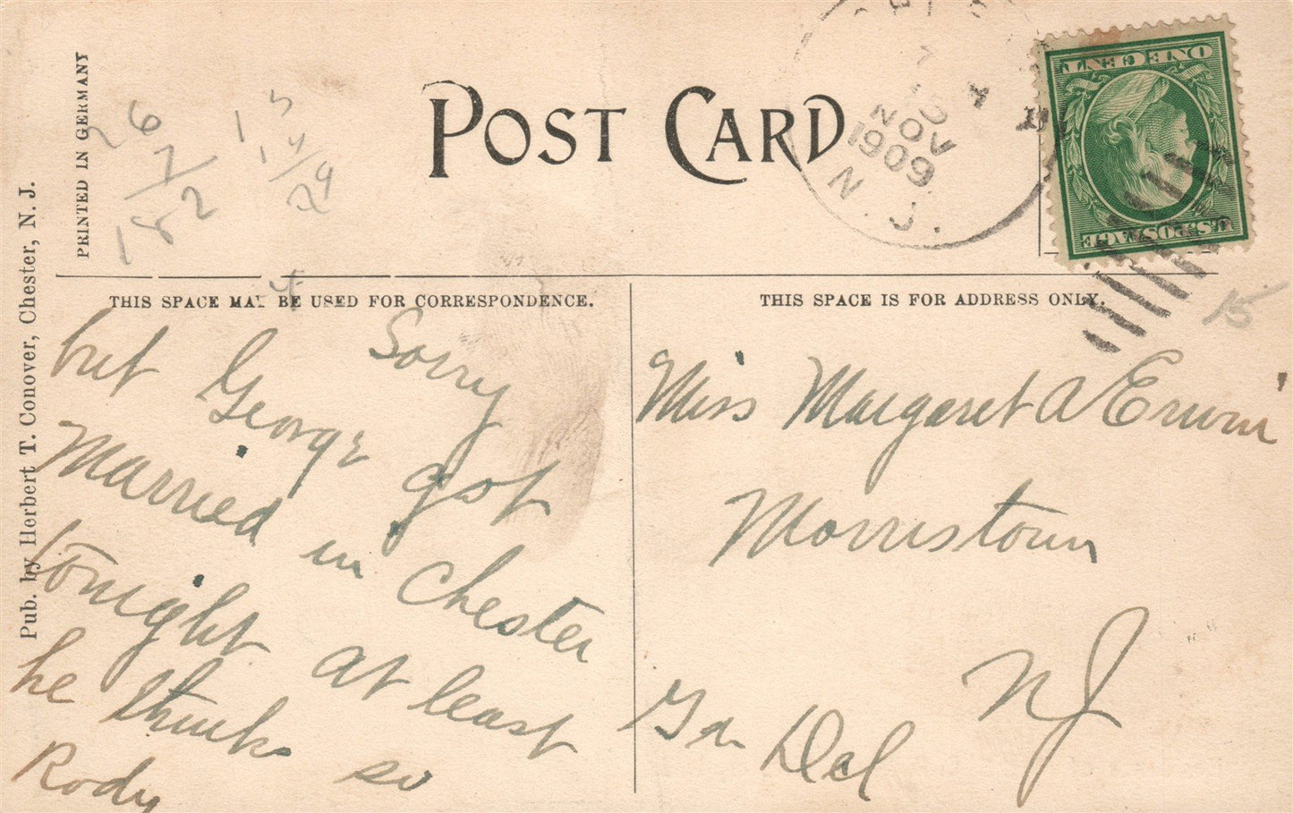 CHESTER NJ PULLMAN RESIDENCE ANTIQUE POSTCARD