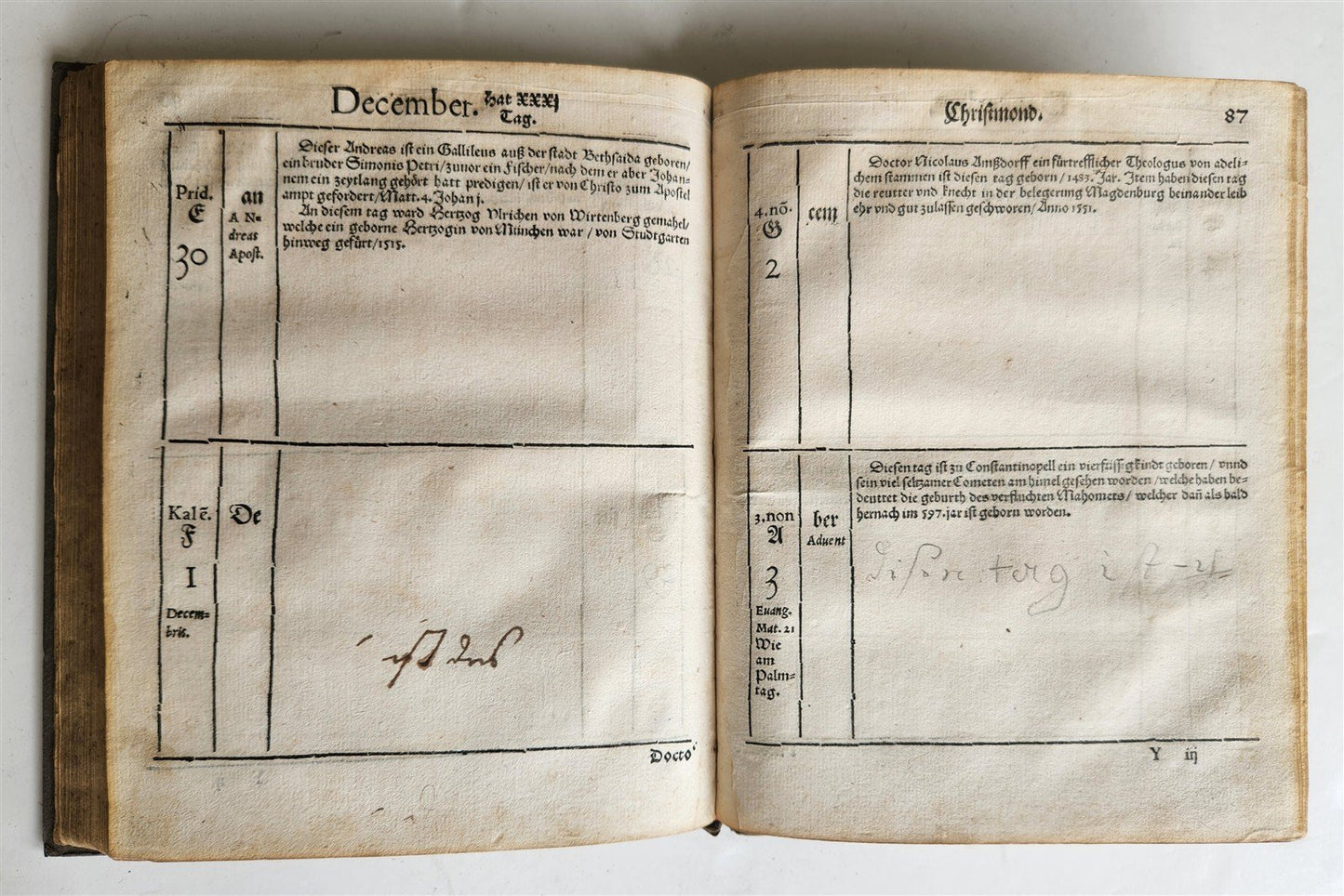 1554 HISTORICAL CALENDAR by CASPAR GOLDWURM Calendarium Historicum ANTIQUE