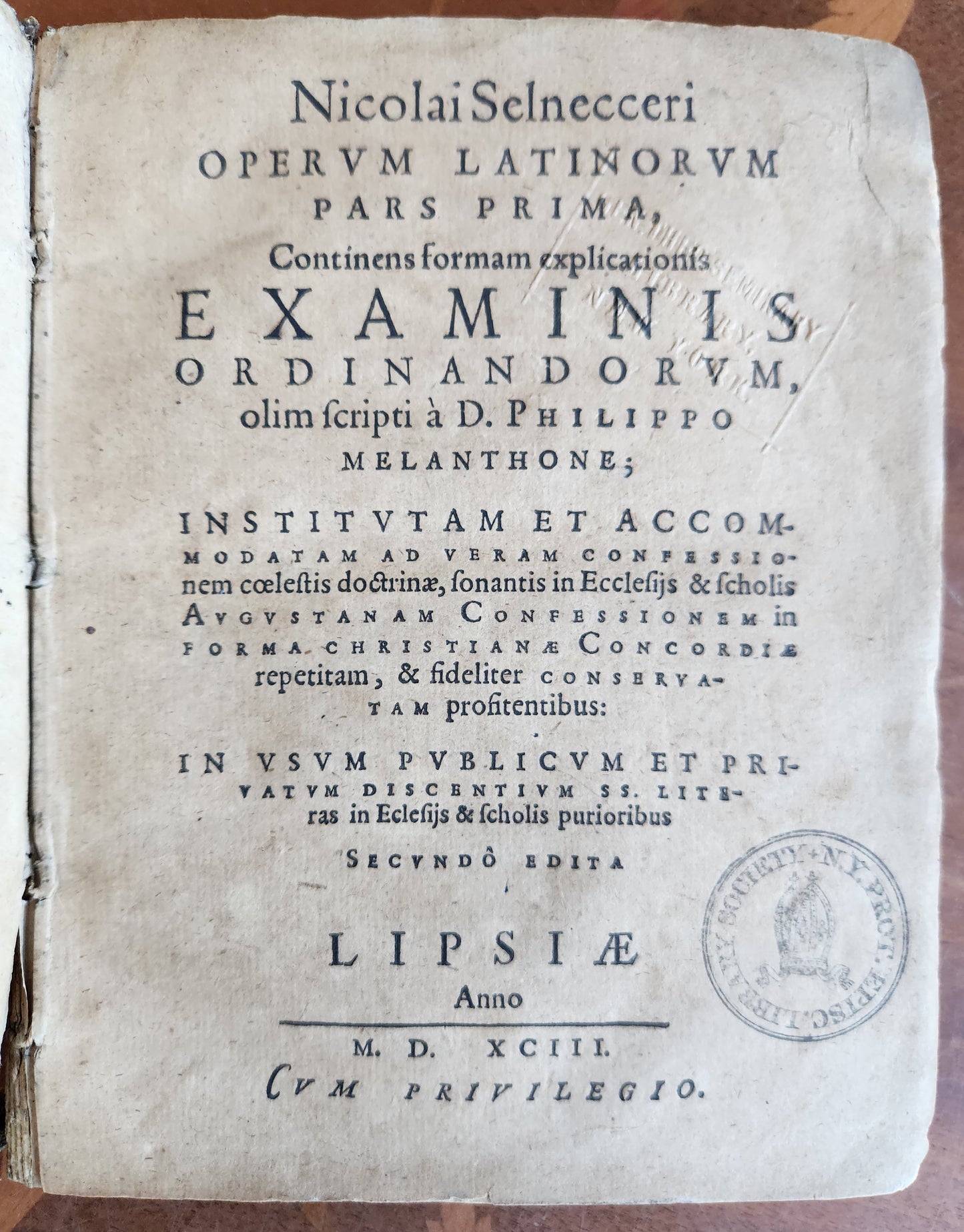 1593 THEOLOGY by Nikolaus Selnecker antique VELLUM BINDING 16th CENTURY