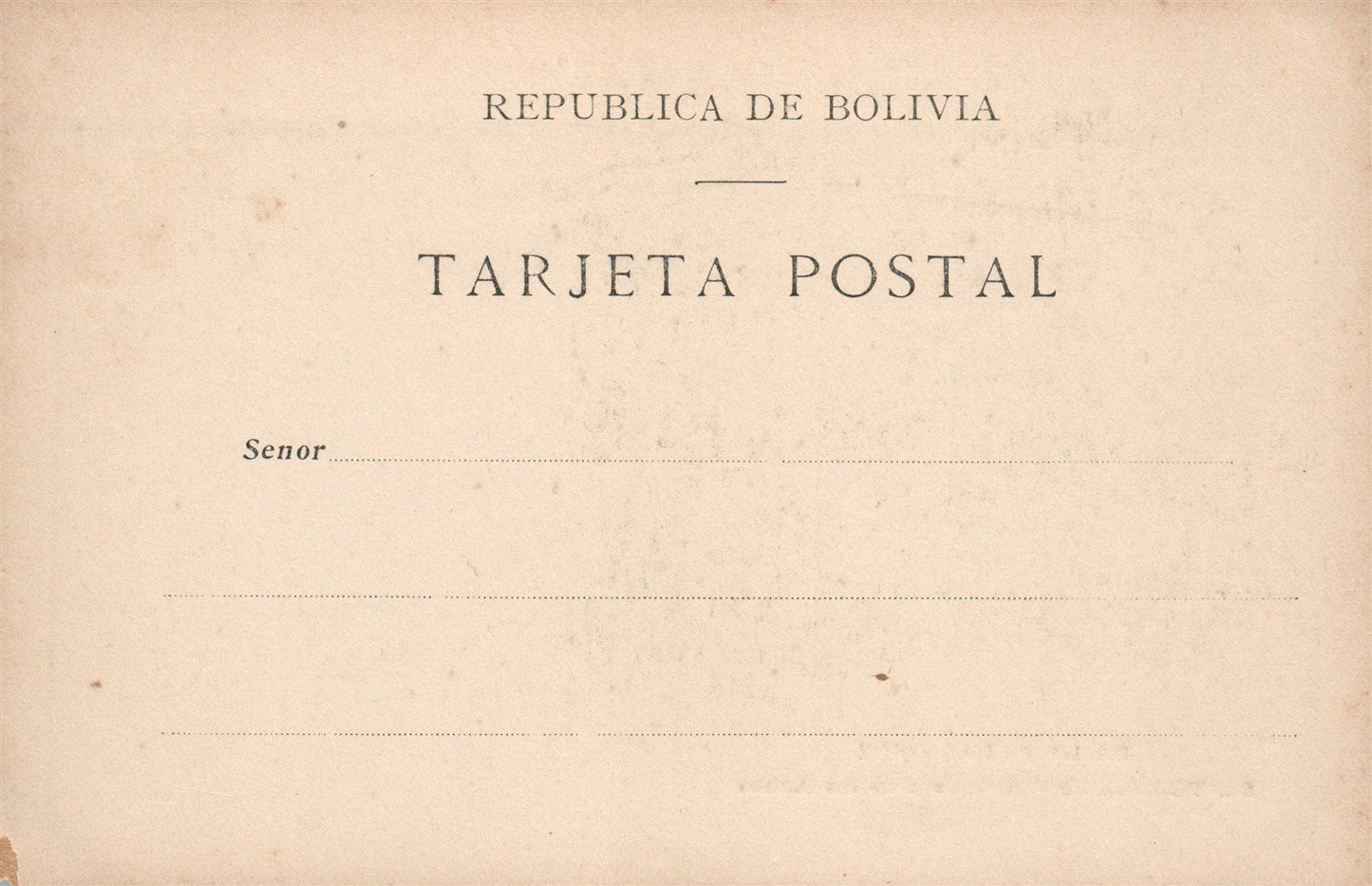 BOLIVIA DE LA PAZ AL BENI EL TORNILLO ANTIQUE POSTCARD