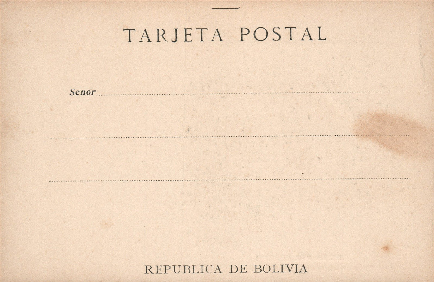 BOLIVIA DE LA PAZ AL BENI CORDILLIERA DE LOS ANDES ANTIQUE POSTCARD