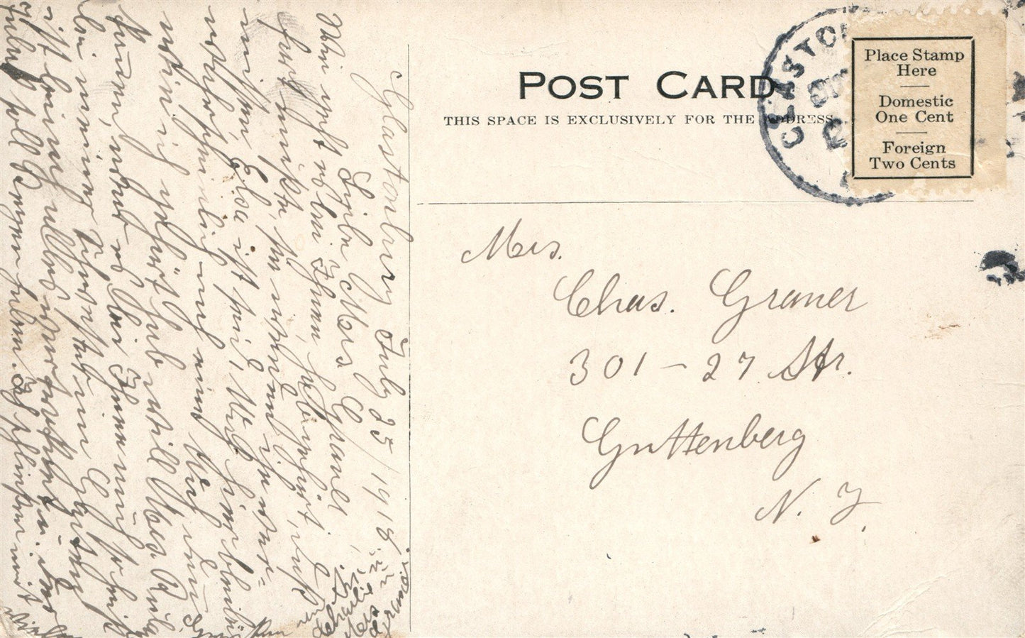 GLASTONBURY CT CHURCH ANTIQUE POSTCARD