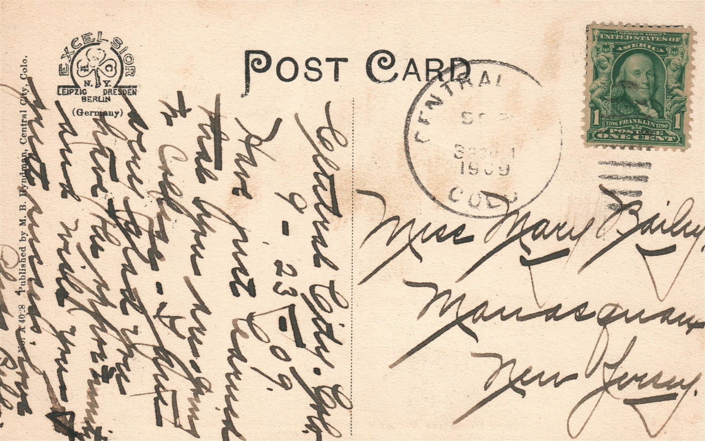 CENTRAL CITY CO COURT HOUSE ANTIQUE POSTCARD
