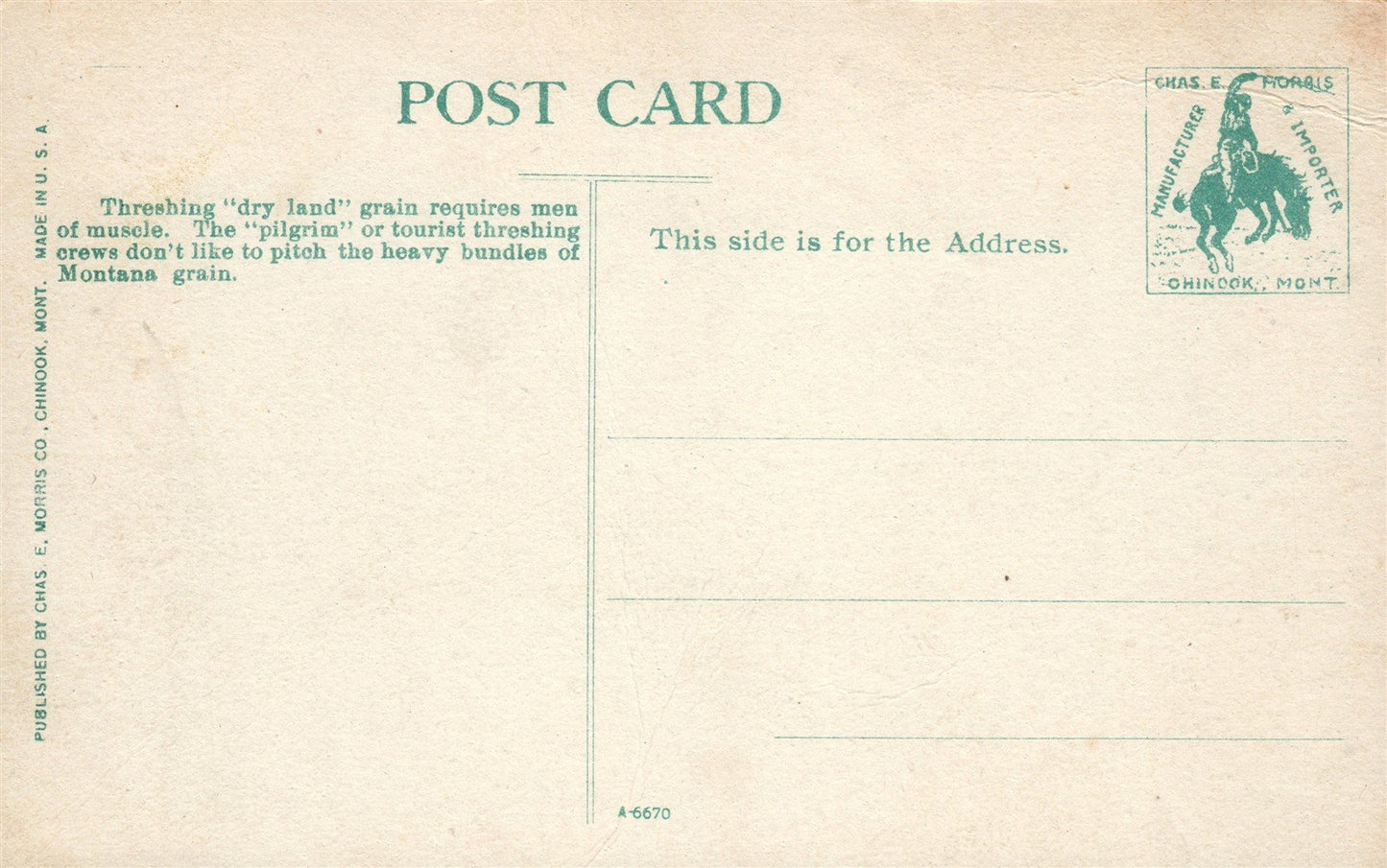MONTANA MT DRY LAND FARM ANTIQUE POSTCARD