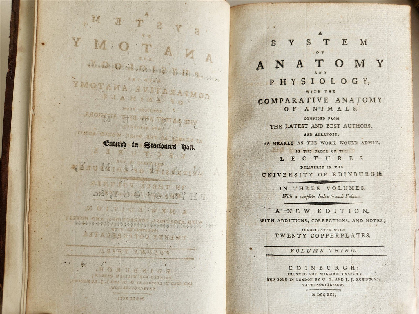 1791 System of Anatomy & Physiology ANTIQUE 3 vols. ILLUSTRATED