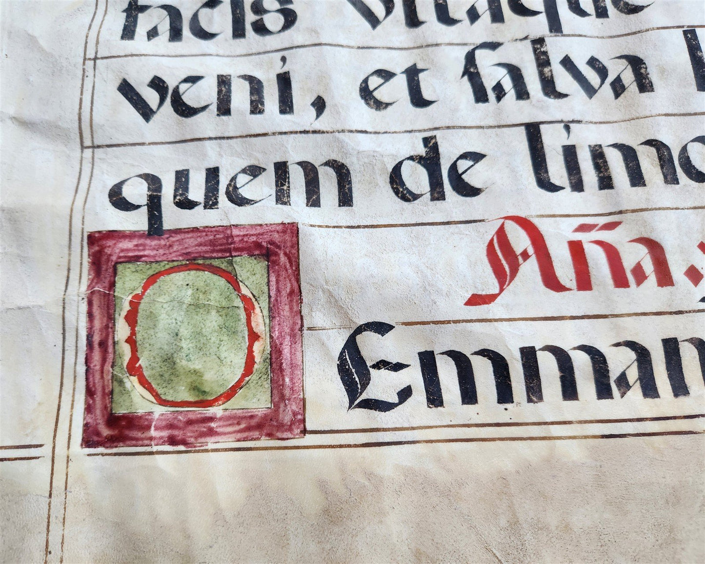 15th - 16th century ANTIPHONAL VELLUM CHART MANUSCRIPT antique music score 21x31