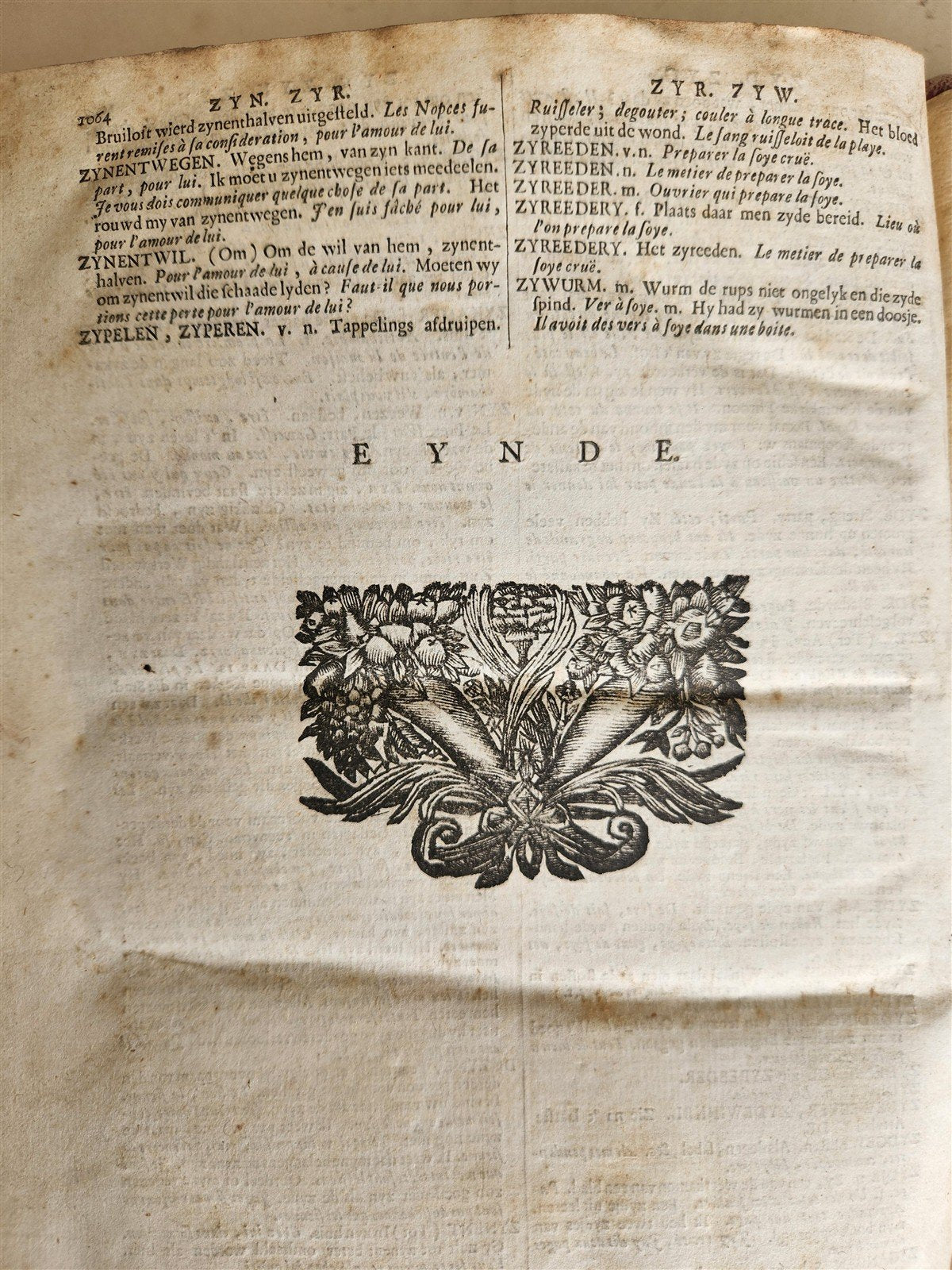1743 DUTCH FRENCH DICTIONARY antique 2 FOLIO VOLUMES 18th CENTURY