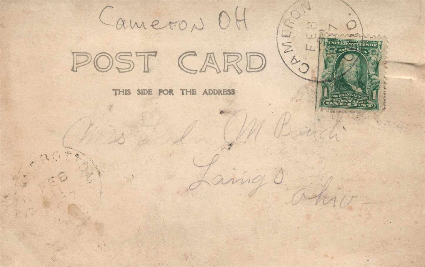 CAMERON OH MAIN STREET ANTIQUE REAL PHOTO POSTCARD RPPC