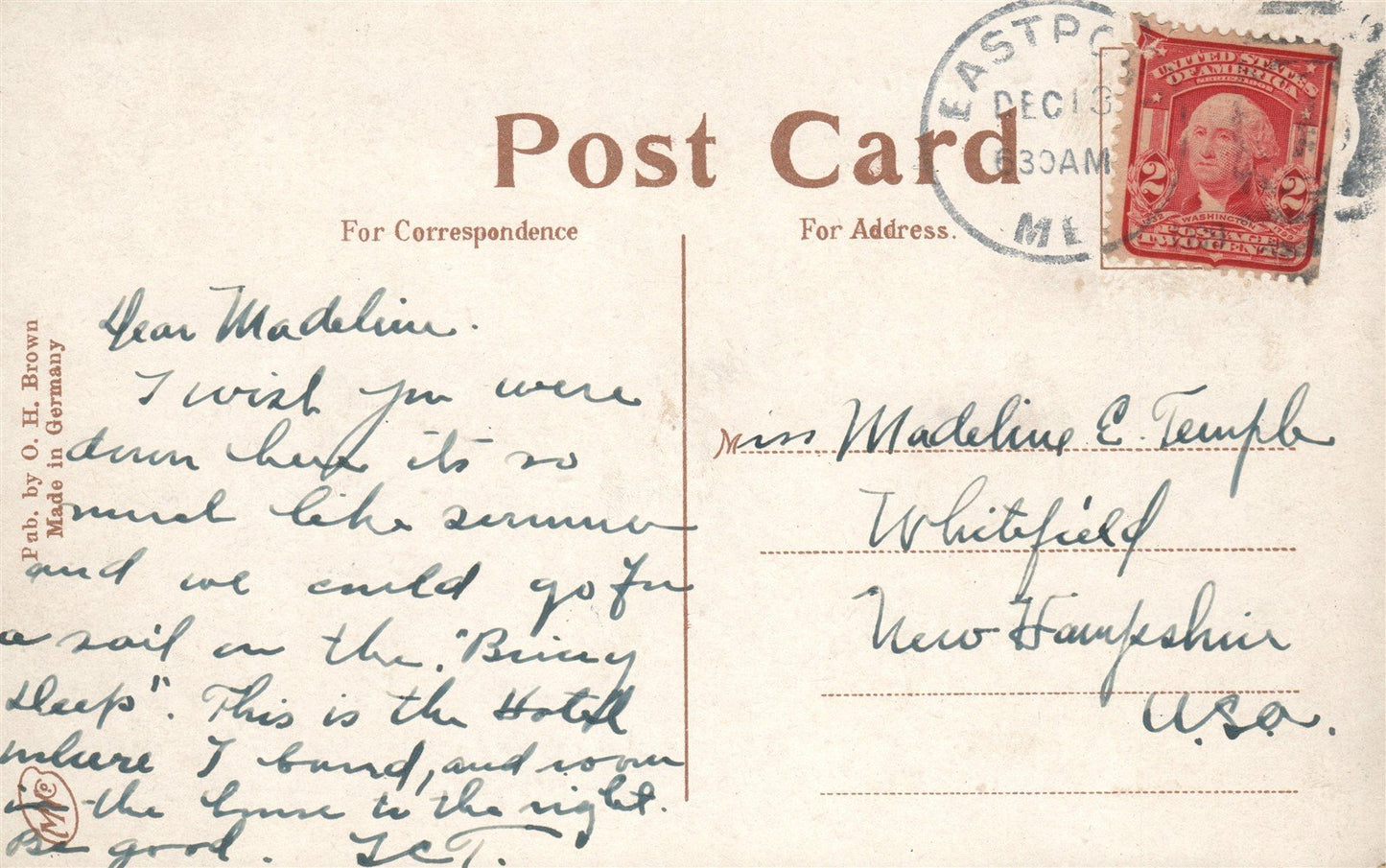 EASTPORT ME RIVERSIDE HOTEL ANTIQUE POSTCARD