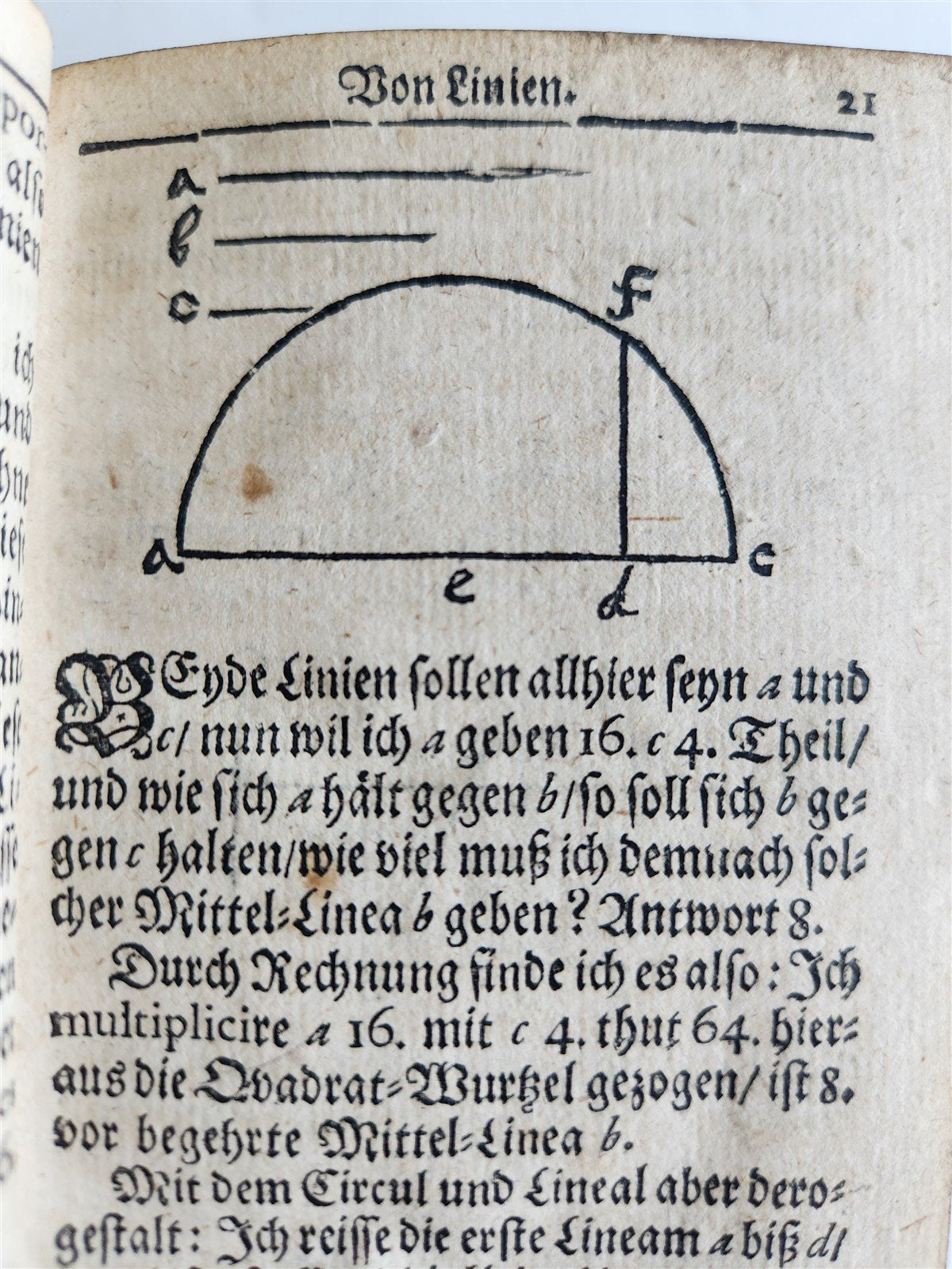 1712 GEOMETRY ILLUSTRATED antique in GERMAN vellum bound