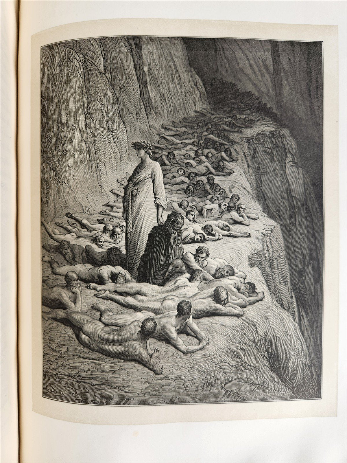 1872 DANTE in FRENCH antique GUSTAVE DORE ILLUSTRATED FOLIO PURGATOIRE & PARADIS