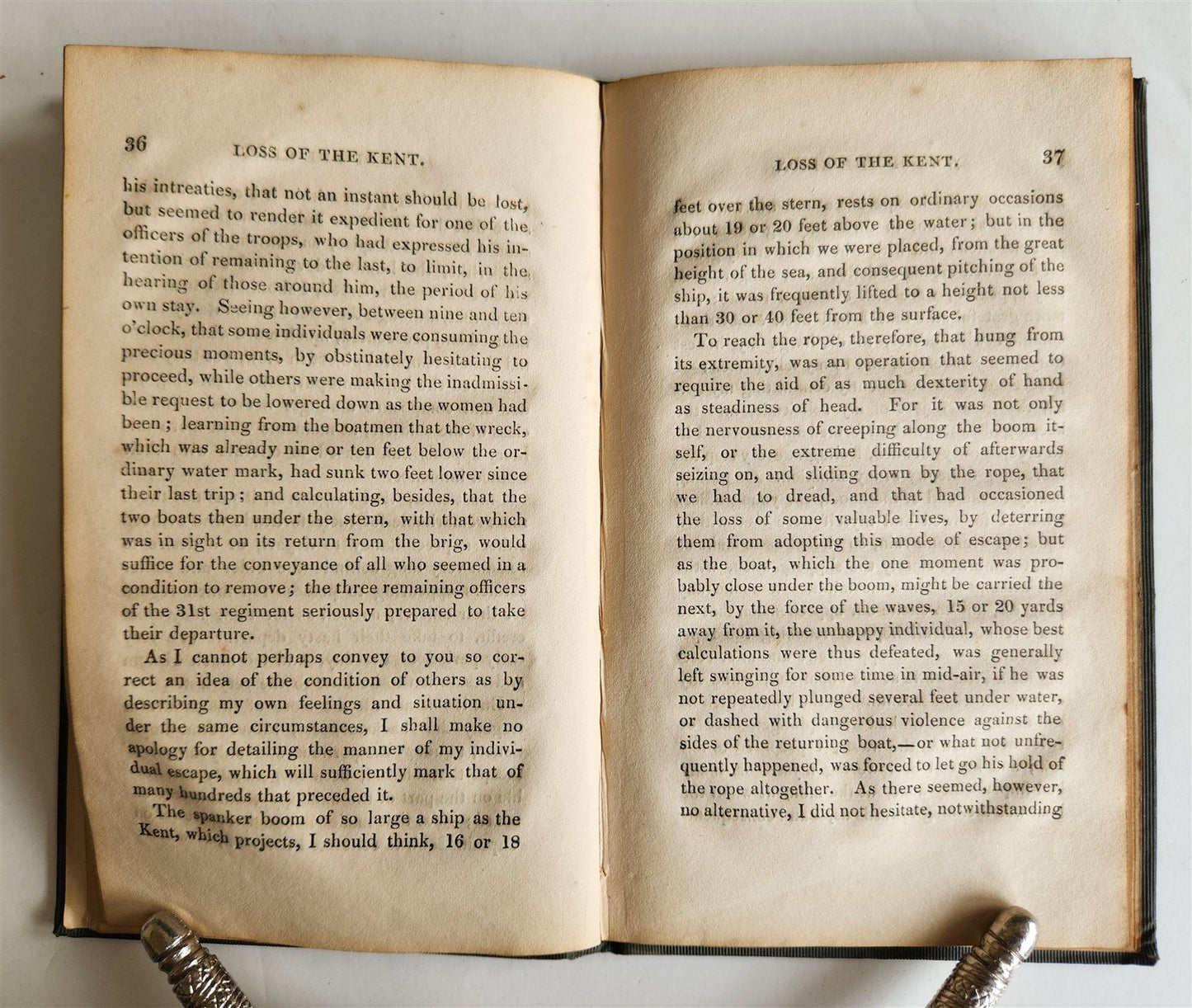 1825 Narrative of loss of Kent East Indiaman by fire in Bay of Biscay ANTIQUE