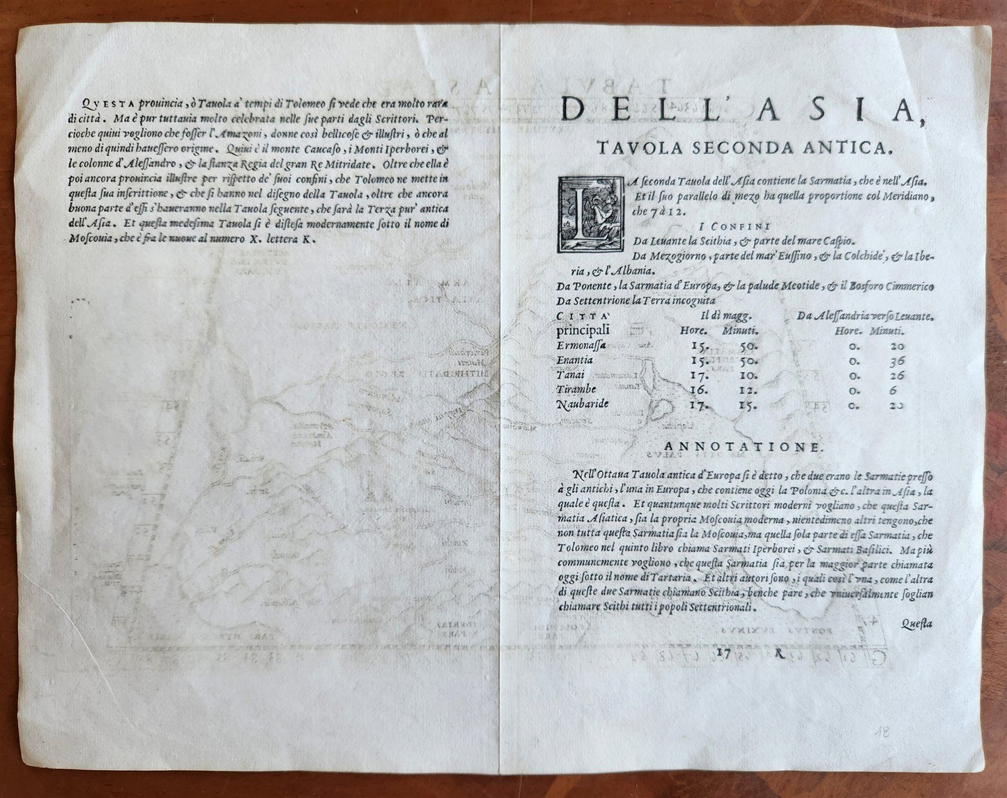 16th century Ptolemaic MAP of RUSSIA ancient Caucasus & Black Sea region ANTIQUE