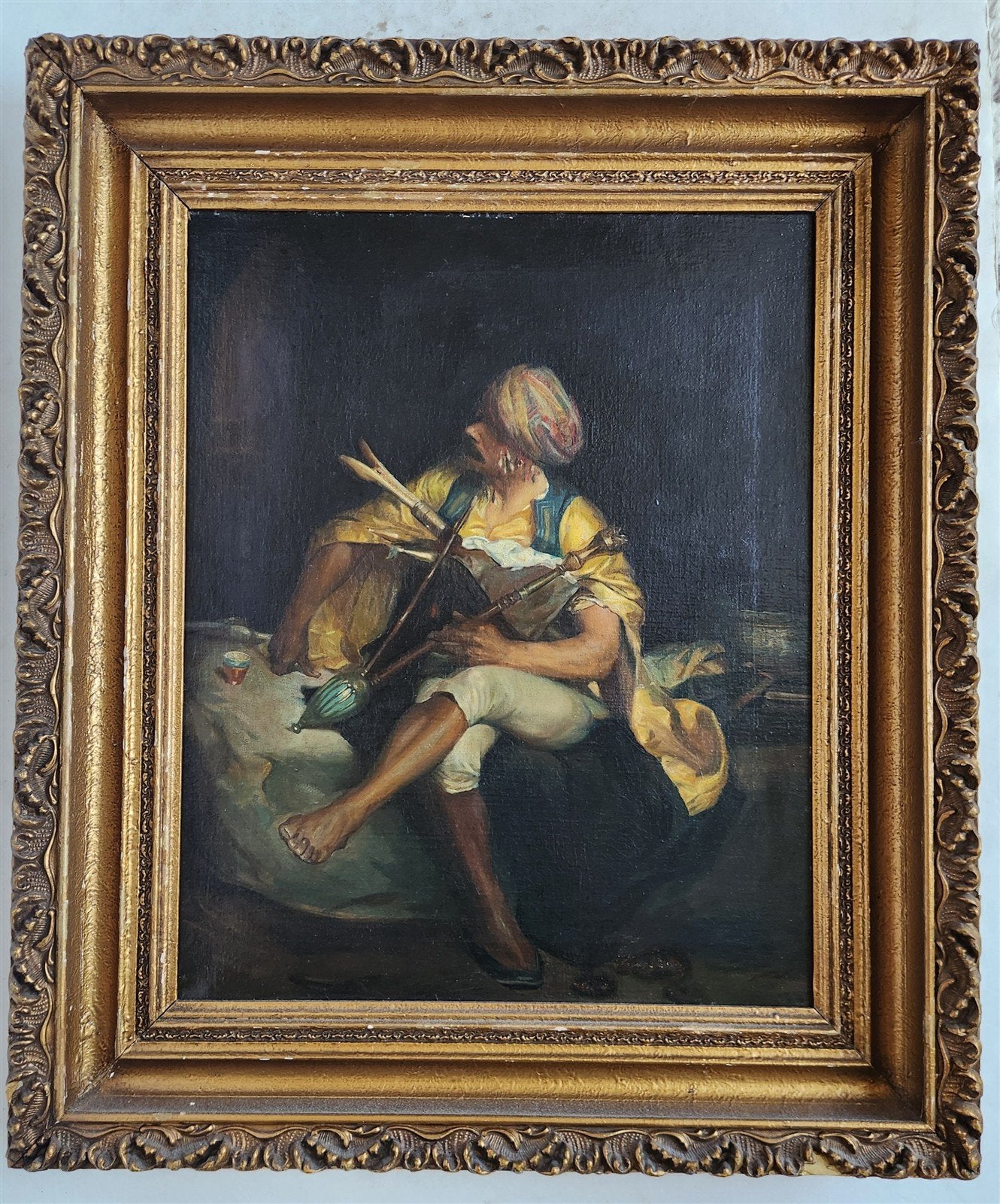 19th century OIL on CANVAS framed BASHI-BAZOUK antique OTTOMAN TURKISH INTEREST