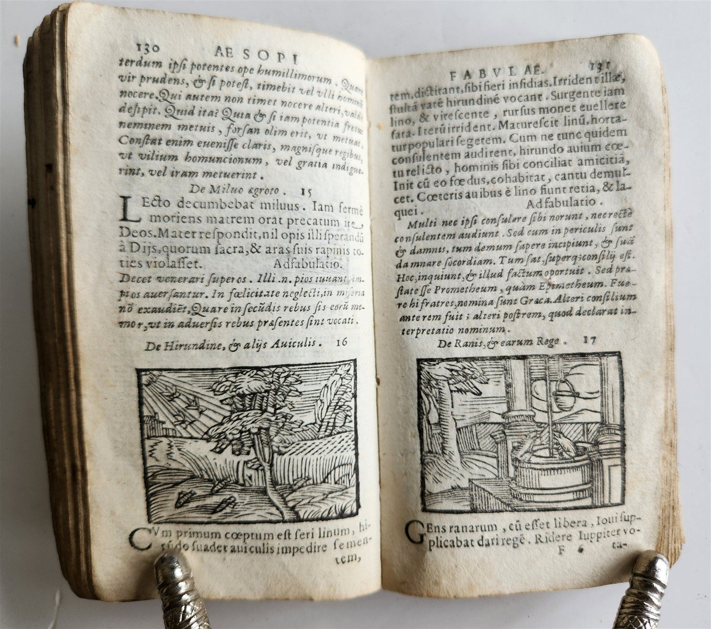 1646 AESOP FABLES FULLY ILLUSTRATED antique VELLUM BOUND 17th CENTURY