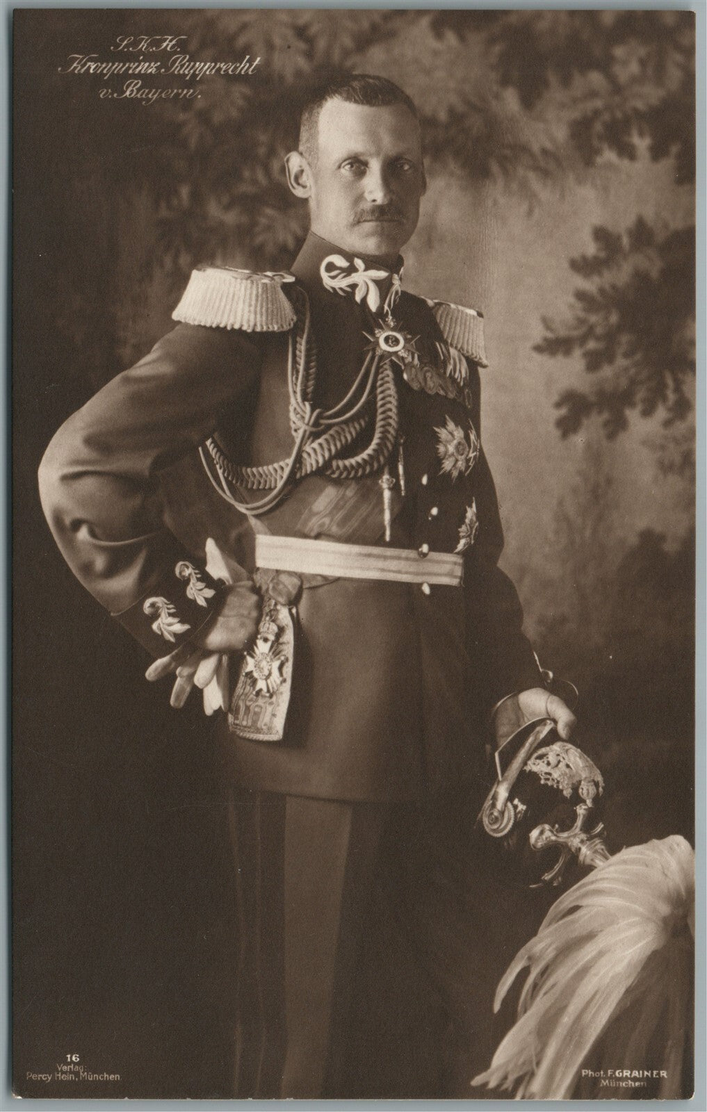 GERMAN PRINCE RUPPRECHT of BAVARIA MILITARY ANTIQUE REAL PHOTO POSTCARD RPPC
